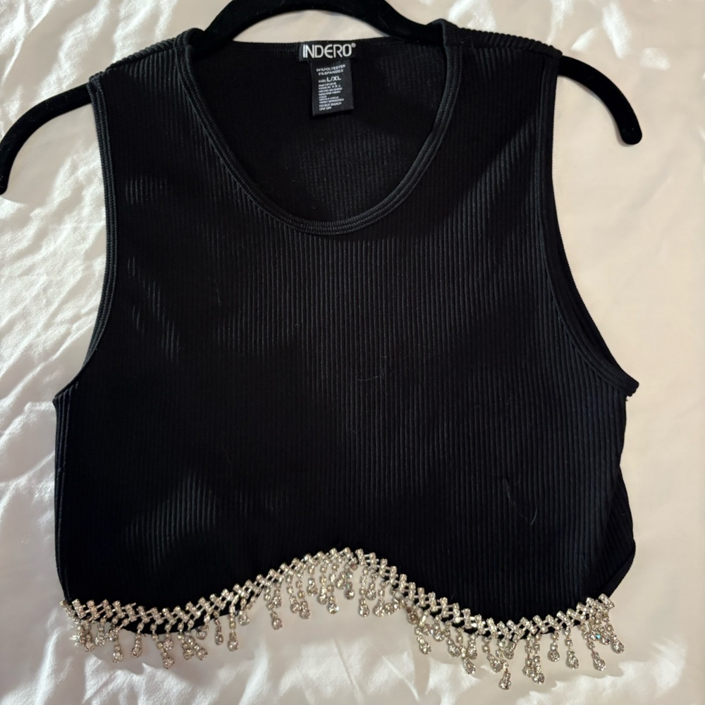 Black Tank Top with Silver Embellishments